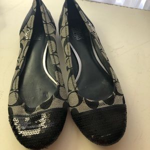Coach shine black sequin flats shoes 7 Euc